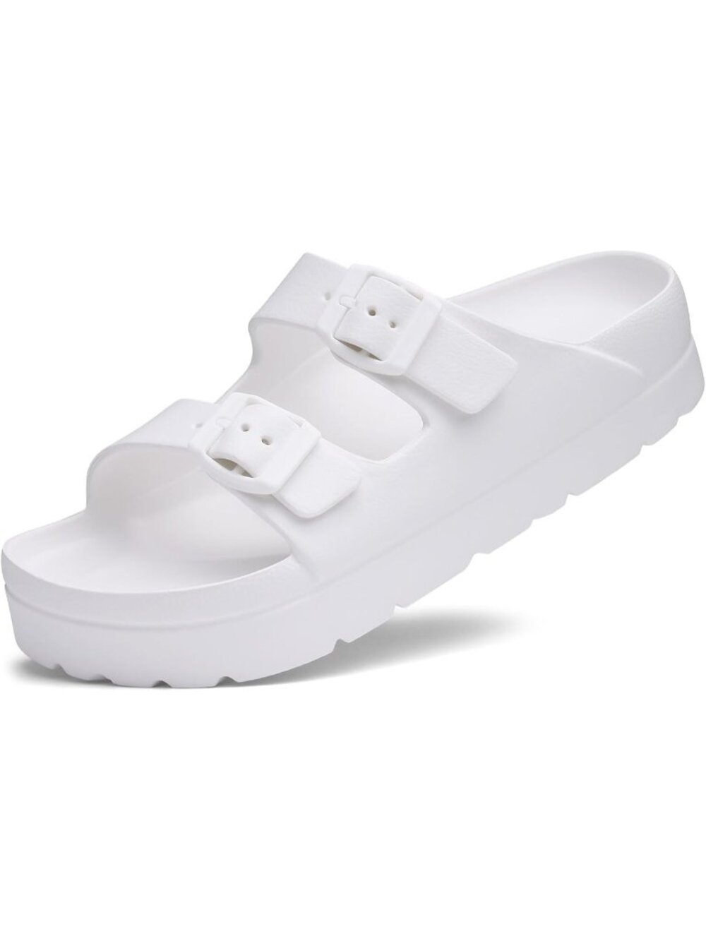👑Womens White Slip on Slides Comfortable Summer Beach Sandals Adjustable Buckle